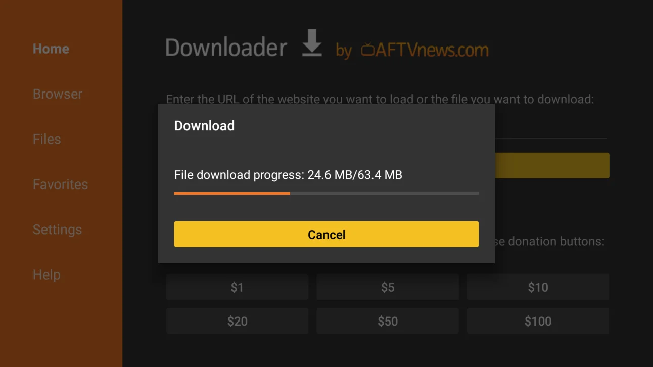 Fire TV download progress