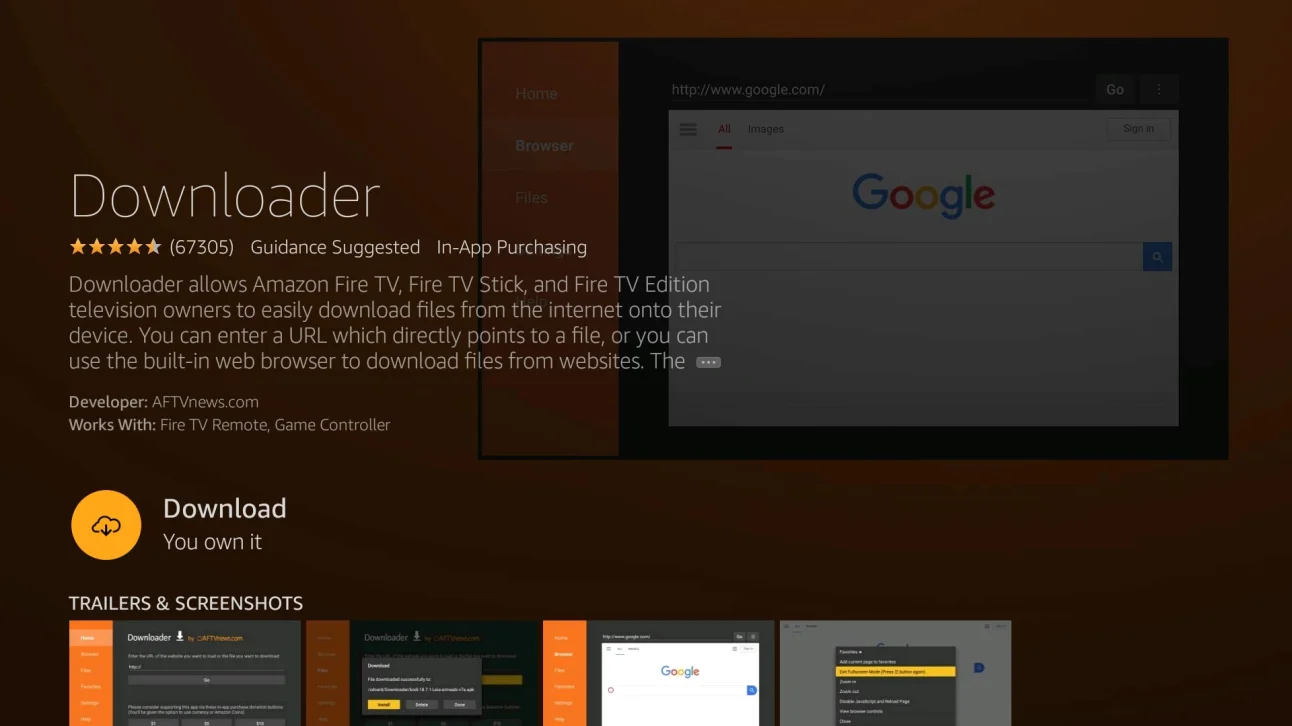 Downloader app on Fire TV