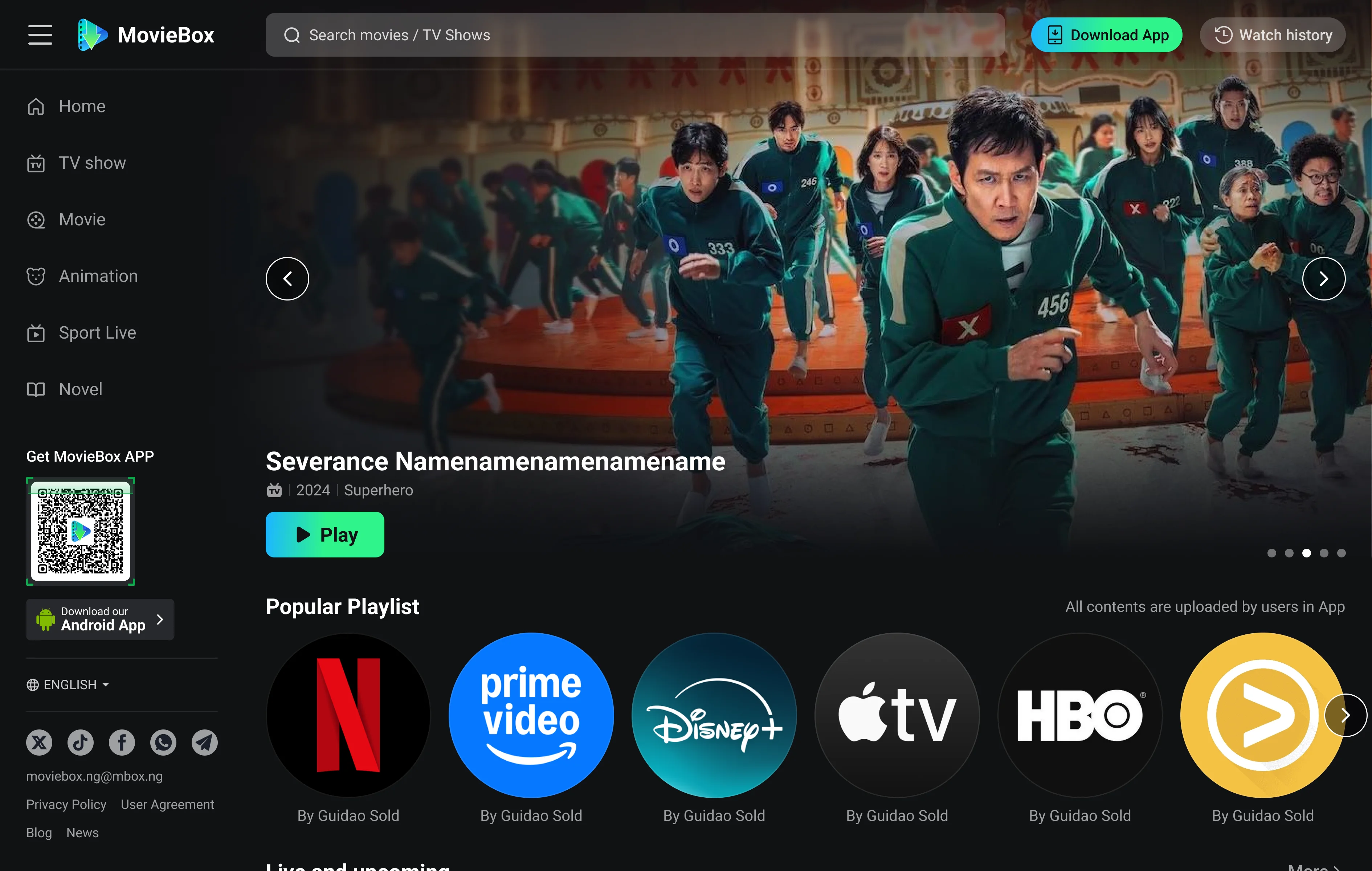 MovieBox large-screen interface preview
